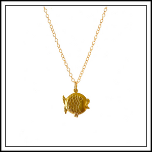 Gold Puffer Fish charm Necklace
