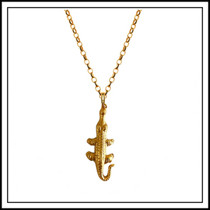 Gold Caroline Crocodile Charm Necklace