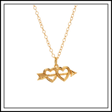 Load image into Gallery viewer, Gold Arrow Heart Charm Necklace
