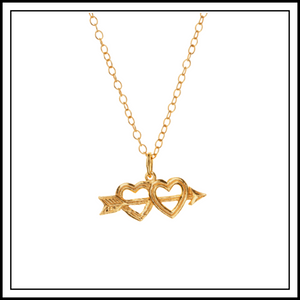 Gold Arrow Heart Charm Necklace