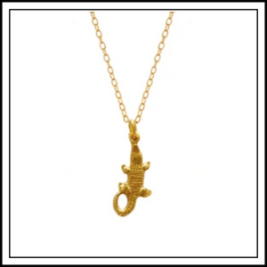 Gold Cora Mini Crocodile Charm Necklace