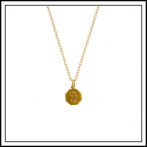 Gold Virgo Disc Charm Necklace
