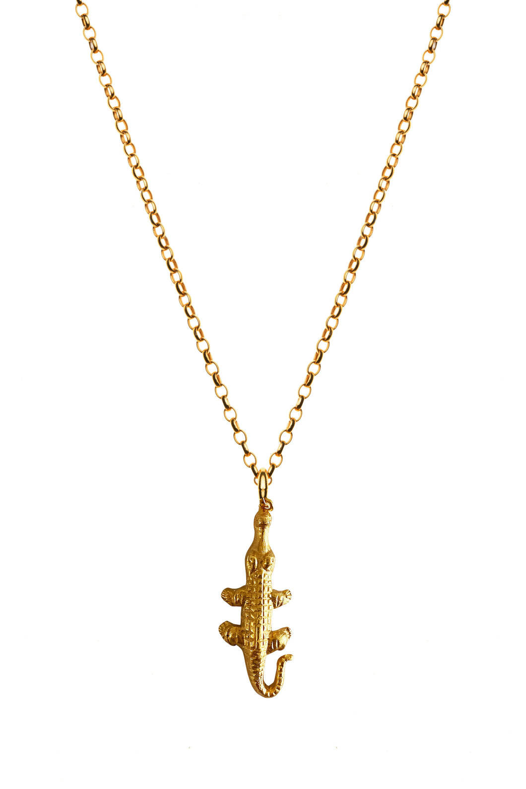 Gold Caroline Crocodile Charm Necklace