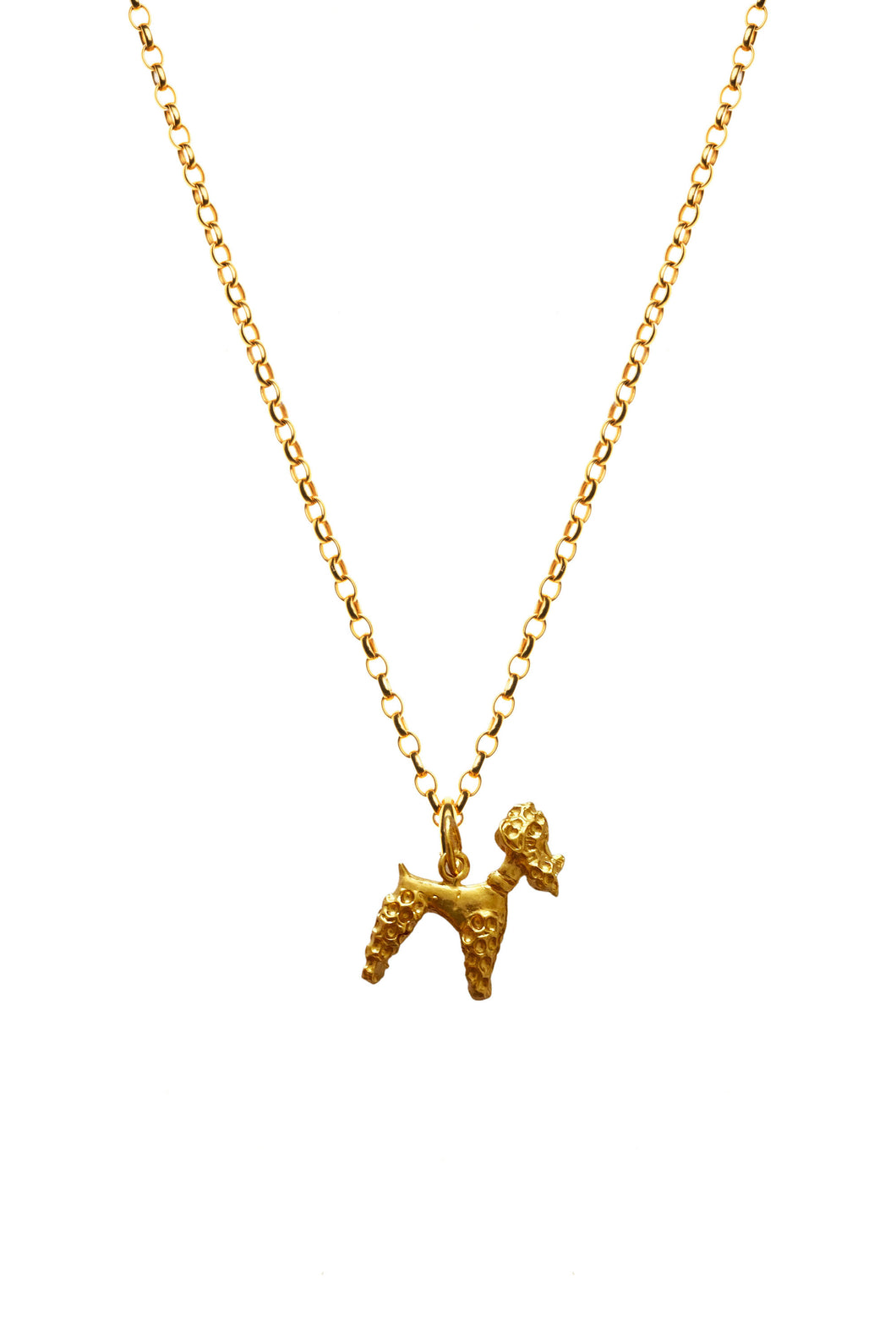 Gold Poodle Dog Charm Necklace