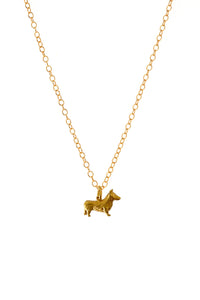 Gold Corgi Dog Charm Necklace