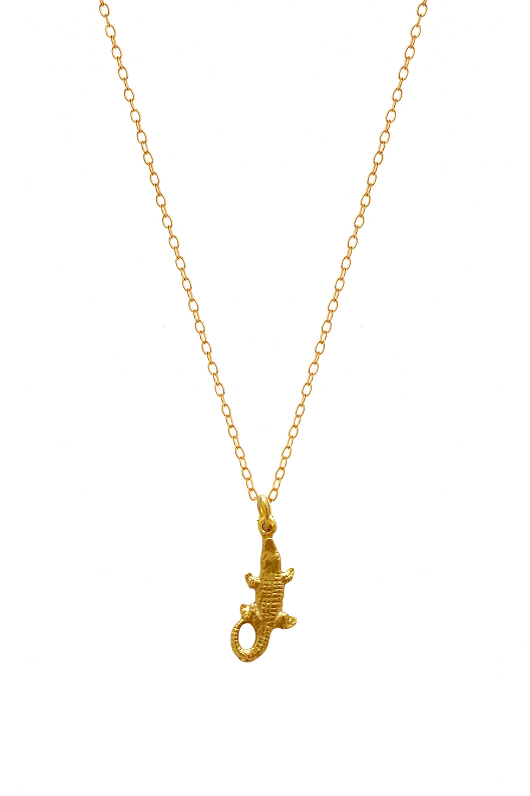 Gold Cora Mini Crocodile Charm Necklace
