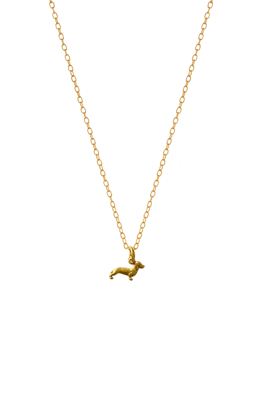 Gold Dachshund Dog Charm Necklace
