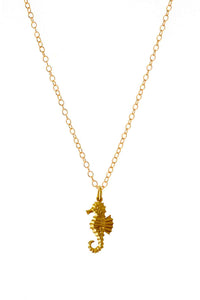 Gold Detailed Seahorse Charm Necklace
