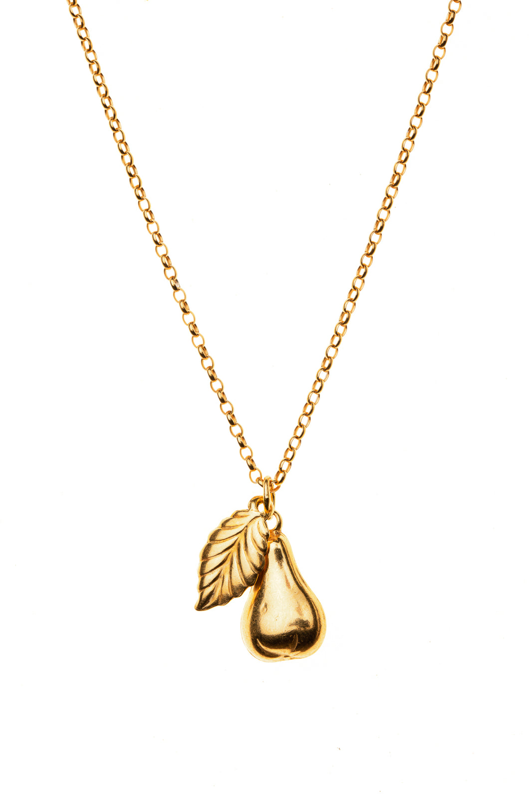 Gold Pear Charm Necklace