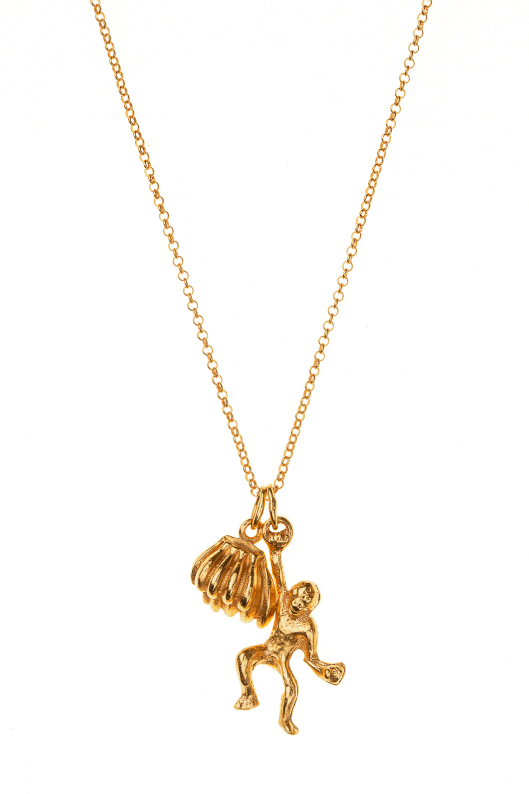 Gold Monkey & Banana Charm Necklace