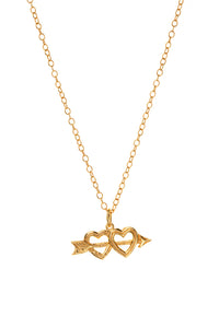 Gold Arrow Heart Charm Necklace