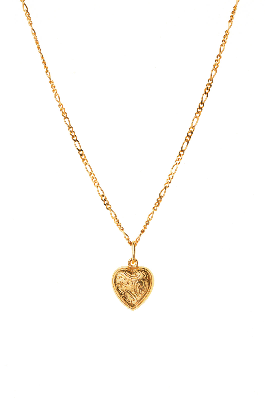 Gold Heart Border Charm Necklace