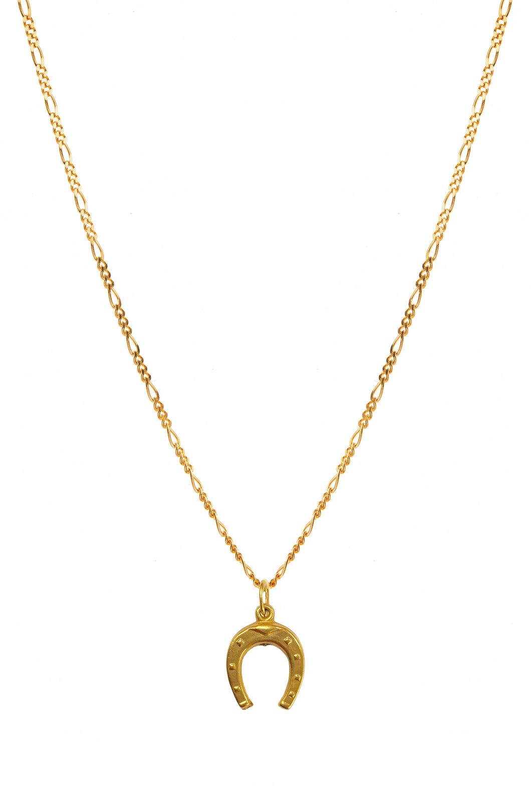 Gold Downwards Horseshoe Charm Necklace