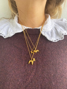 Gold Corgi Dog Charm Necklace