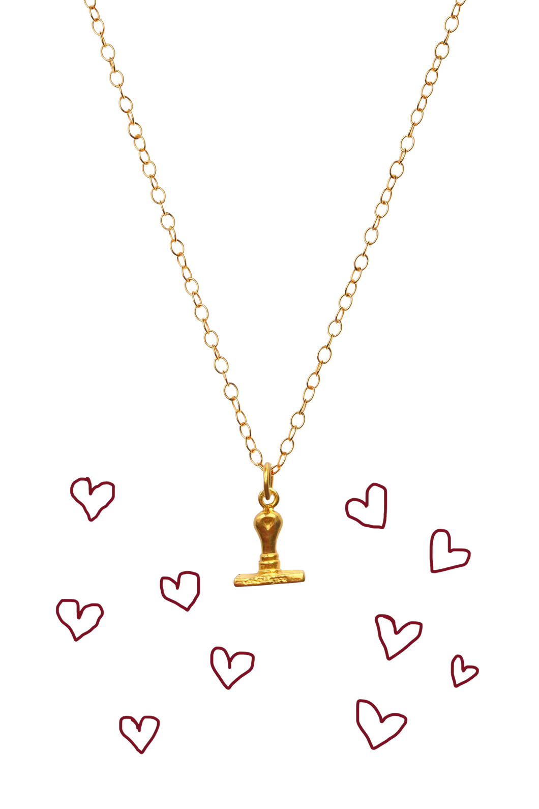 I Love You Stamp Charm Necklace
