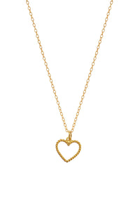 Gold Outline Heart Charm Necklace