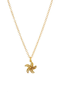 Gold Swirly Starfish Charm Necklace