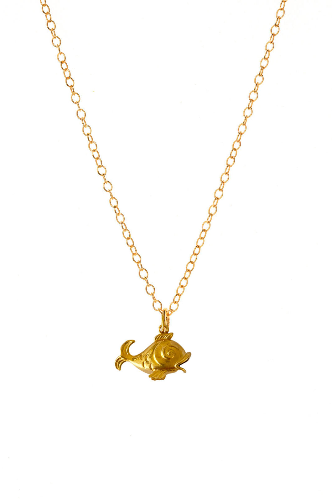 Gold Puffer Fish Charm Necklace