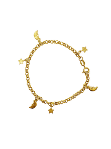 Gold Moon & Star Charm Bracelet