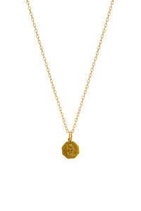 Gold Virgo Disc Charm Necklace