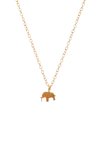 Gold Flat Elephant Charm Necklace