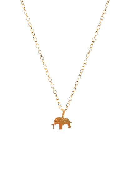Gold Flat Elephant Charm Necklace