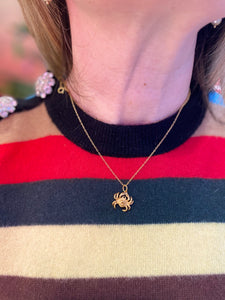 Gold Cleo Crab Charm Necklace