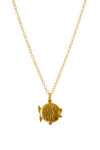 Gold Puffer Fish charm Necklace